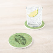 Green Leaf Fossil Sandstein Untersetzer (Seite)