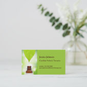 Green Leaf Holistic Therapy Business Card Visitenkarte (Stehend Vorderseite)