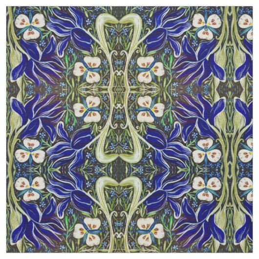 Green Leaf Iris Fabric Stoff (Muster)