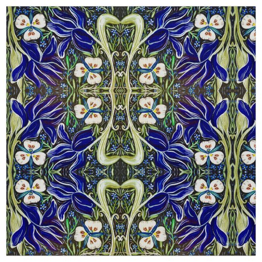 Green Leaf Iris Fabric Stoff (Muster)