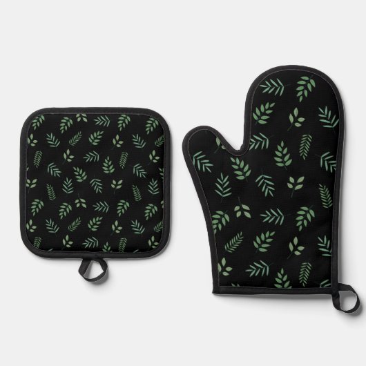 Green Leaf Kitchen Mitt and Pot Holder Set für Che (Vorderseite)