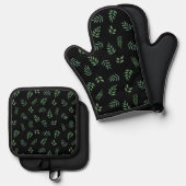 Green Leaf Kitchen Mitt and Pot Holder Set für Che (Vorderseite/Rückseite)