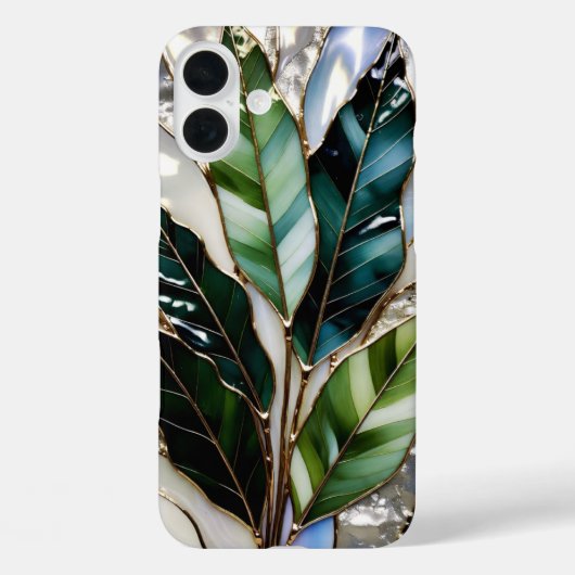 Green Leaf Marble Gold Aesthetic Phone Case (Rückseite)