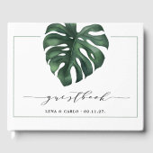 Green Leaf Monstera Wedding Gästebuch (Vorderseite)