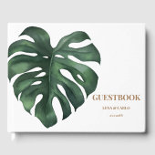 Green Leaf Monstera Wedding Gästebuch (Vorderseite)