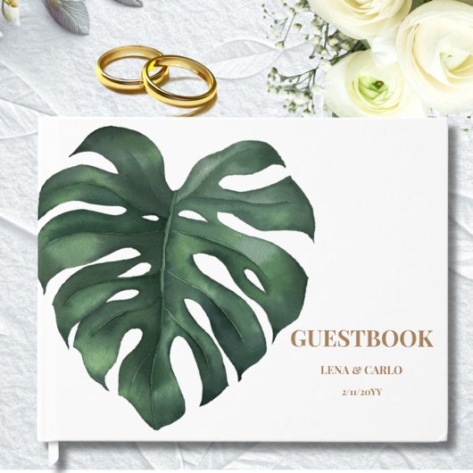 Green Leaf Monstera Wedding Gästebuch