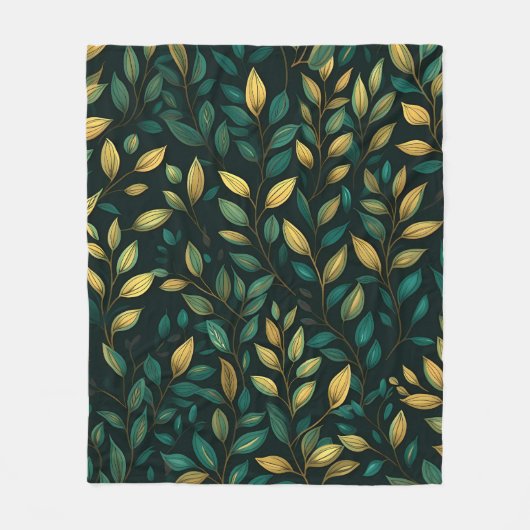 Green Leaf Muster Fleecedecke (Vorderseite)