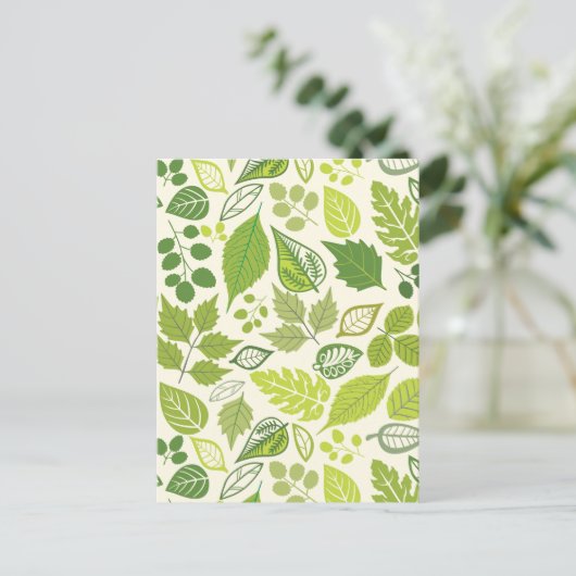 Green Leaf Muster Postkarte (Stehend Vorderseite)