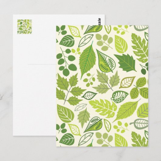Green Leaf Muster Postkarte (Vorne/Hinten)