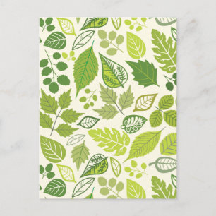 Green Leaf Muster Postkarte