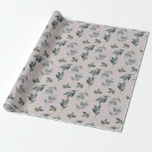 Green Leaf Muster Wasserfarbe Geschenkpapier (Ungerollt)