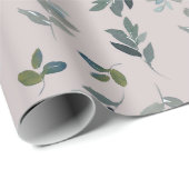 Green Leaf Muster Wasserfarbe Geschenkpapier (Rolleneckpunkt)