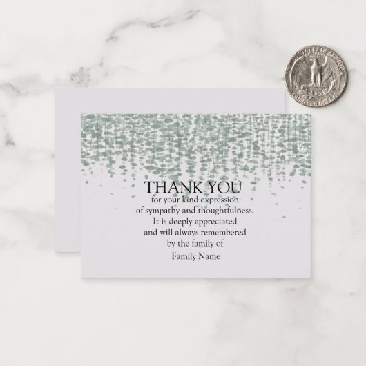Green Leaf nach Beerdigung Danke Karte (Vorderseite/Rückseite Beispiel)