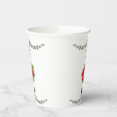 Green Leaf on White Minimal Holiday Paper Cup Pappbecher (Links)