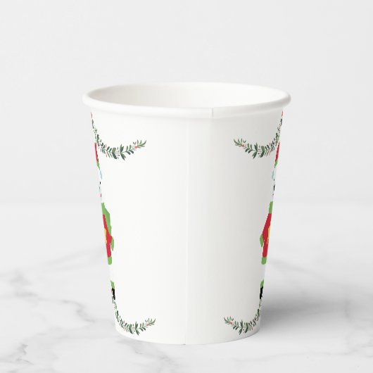 Green Leaf on White Minimal Holiday Paper Cup Pappbecher (Rechts)