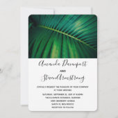 Green Leaf Palm Frond CLoesup Foto Hochzeit Einladung (Vorderseite)
