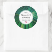 Green Leaf Palm Frond Nature Foto Küche Runder Aufkleber (Tasche)