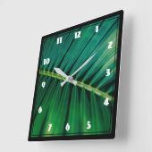 Green Leaf Palm Frontend Closeup Foto Quadratische Wanduhr (Winkel)