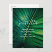 Green Leaf Palm Frontend Closeup Foto Save the Dat Einladungspostkarte (Vorne/Hinten)