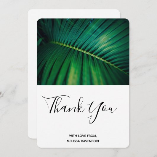 Green Leaf Palm Frontend Closeup Foto Vielen Dank Dankeskarte (Vorne/Hinten)