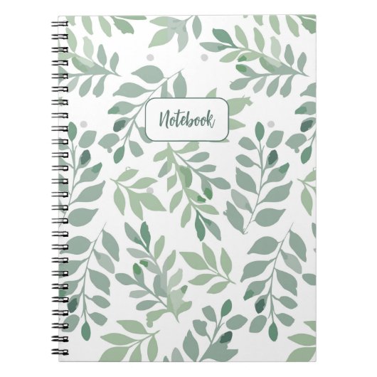 Green Leaf Pattern Personalized Notebook Notizblock (Vorderseite)