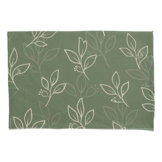 Green Leaf Pillowcase Set Kissenbezug (Vorderseite-Links)
