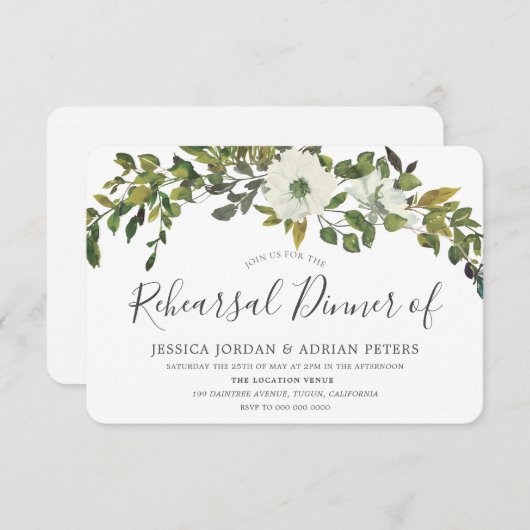 Green Leaf Rustikale Probe Abendessen Einladung (Vorne/Hinten)