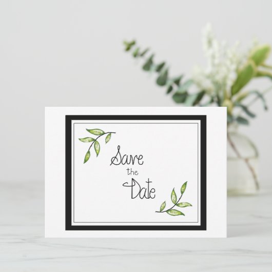 Green Leaf Save the Date (Stehend Vorderseite)