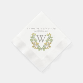 Green Leaf Simplicity Monogram Wreath Napkins Serviette