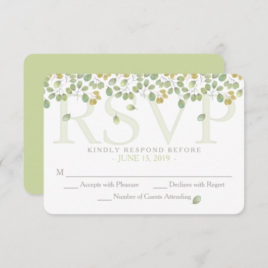Green Leaf Simplizität UAWG 3.5x5 Umschließkarte RSVP Karte (Vorne/Hinten)