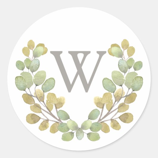 Green Leaf Simplizite Monogram Krautaufkleber Runder Aufkleber (Vorderseite)