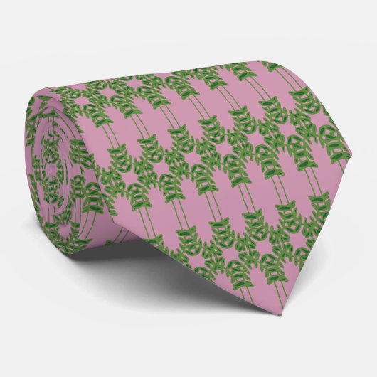 Green Leaf Spiegelmuster Krawatte (Gerollt)