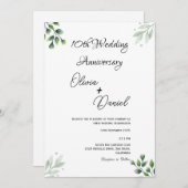 Green Leaf' Standard 10th Wedding Anniversary Einladung (Vorne/Hinten)