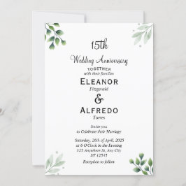 Green Leaf' Standard 15. Hochzeitstag Einladung