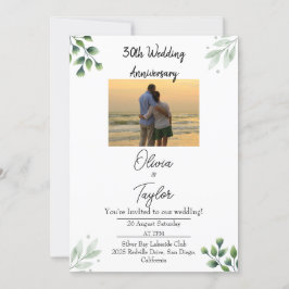 Green Leaf' Standard 30th Wedding Anniversary Einladung