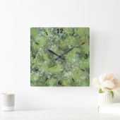 Green Leaf Trees With Blue Sky Peaking Through Art Quadratische Wanduhr (Zuhause)