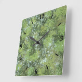 Green Leaf Trees With Blue Sky Peaking Through Art Quadratische Wanduhr (Winkel)