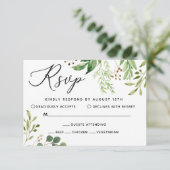 Green Leaf Wedding Response Card RSVP Karte (Stehend Vorderseite)
