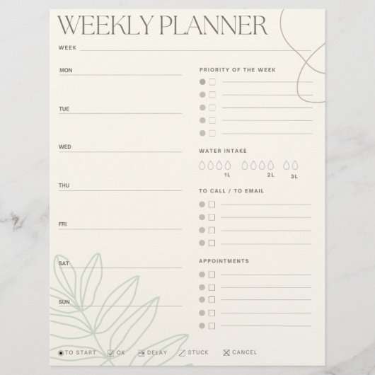 Green Leaf Weekly Planner (Vorderseite)