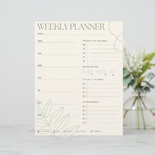 Green Leaf Weekly Planner (Stehend Vorderseite)