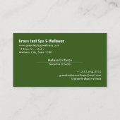 Green Leaf Wellness-Center & Wellness Business Car Visitenkarte (Rückseite)