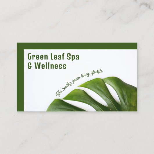 Green Leaf Wellness-Center & Wellness Business Car Visitenkarte (Vorderseite)