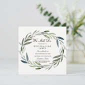 Green Leaf Wreath Vow Renewal Einladung (Stehend Vorderseite)