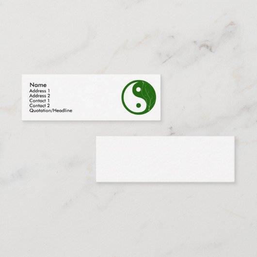 Green Leaf Yin Yang Mini Visitenkarte (Vorne/Hinten)