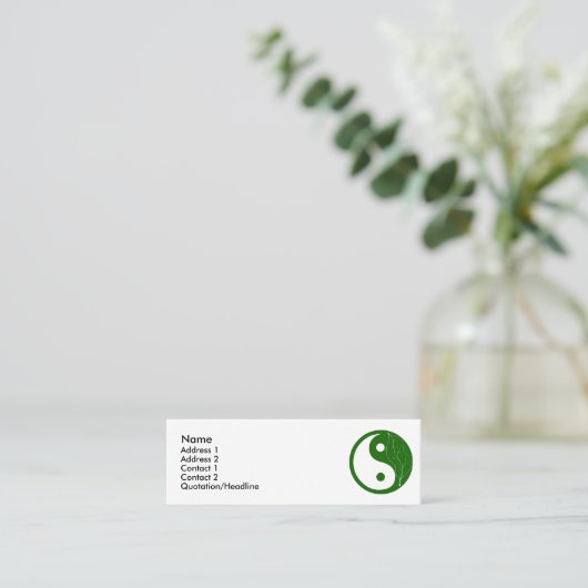 Green Leaf Yin Yang Mini Visitenkarte (Stehend Vorderseite)