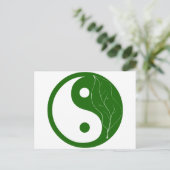 Green Leaf Yin Yang Postkarte (Stehend Vorderseite)