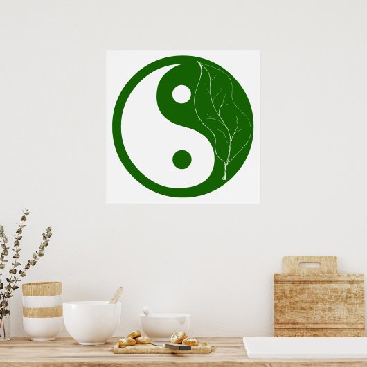 Green Leaf Yin Yang Symbol Poster (Küche)