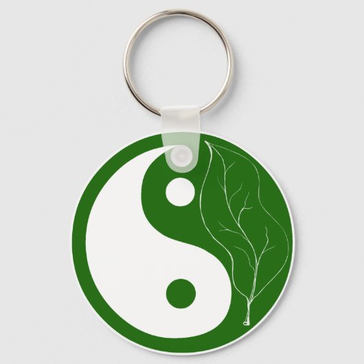 Green Leaf Yin Yang Symbol Schlüsselanhänger (Vorderseite)