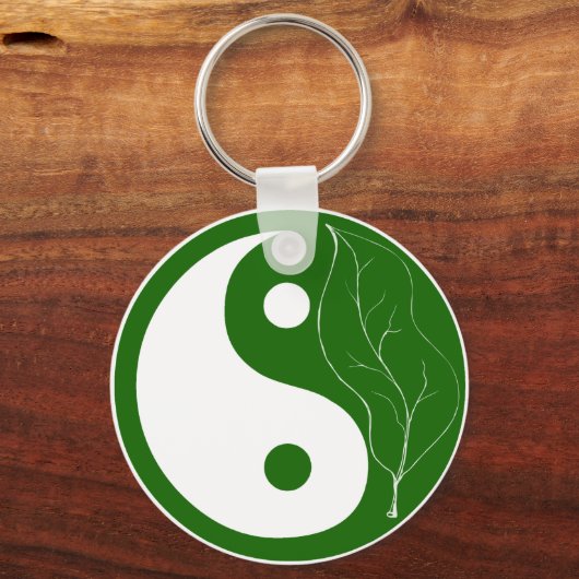 Green Leaf Yin Yang Symbol Schlüsselanhänger (Vorderseite)