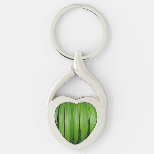Green Leafs Heart Keychain Schlüsselanhänger (Vorderseite)